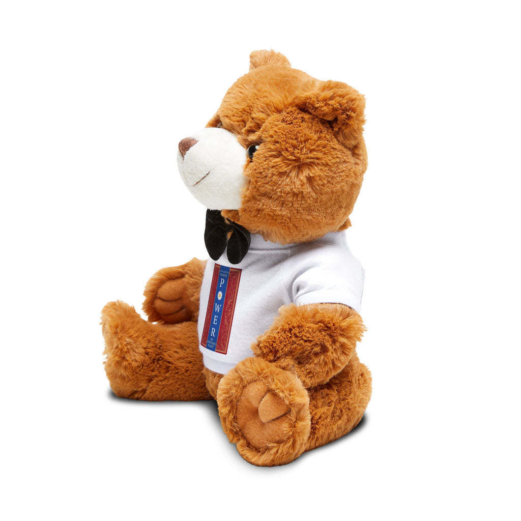 Adorable Teddy Bear with "48 LAWS of FLOWER POWER" T‑Shirt — Plush Gift for Kids & Adults by Industry Plant