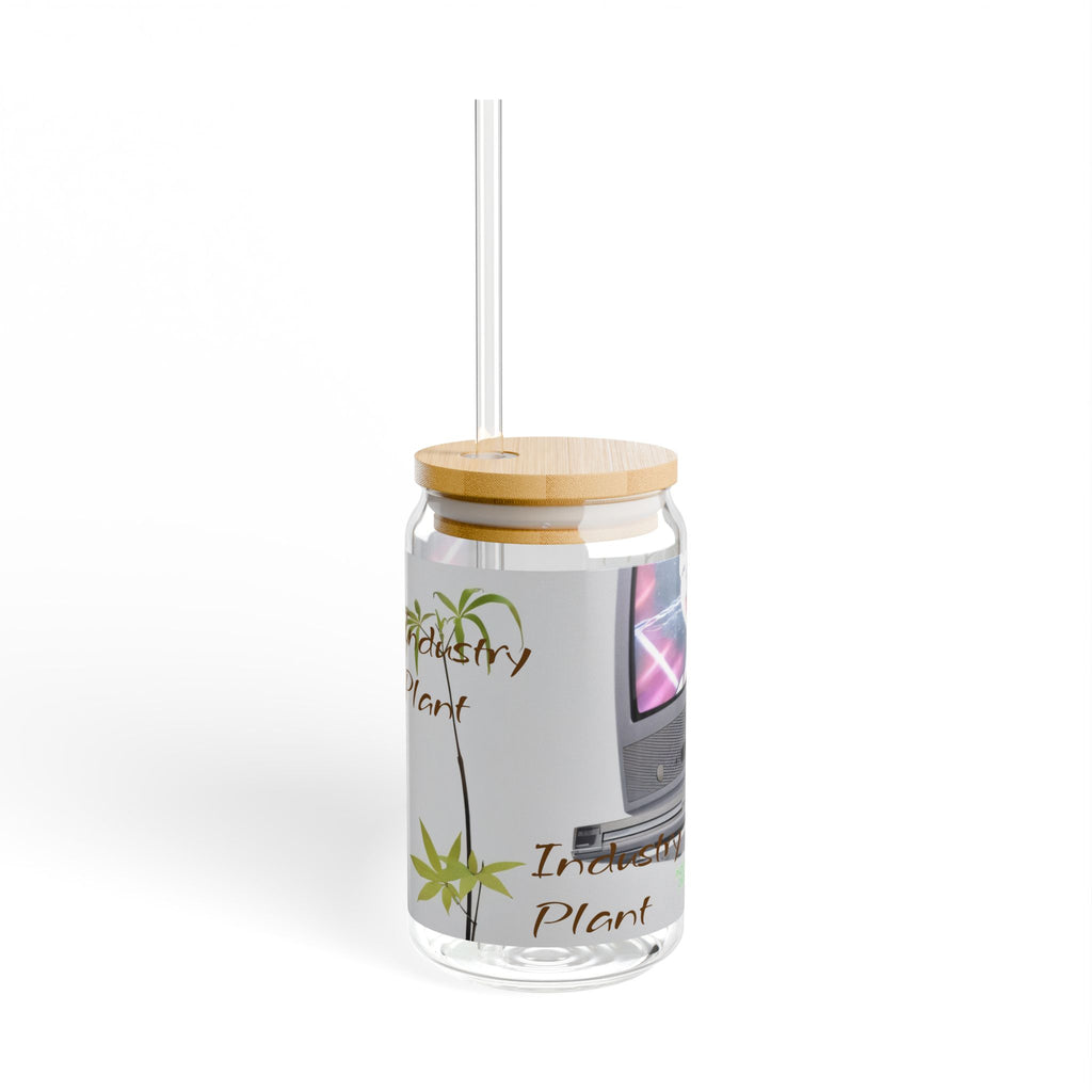 WEED TV Stylish Bamboo Lid Sipper Glass - 16oz with Artistic Design by INDUSTRY PLANT @AutoPaybump
