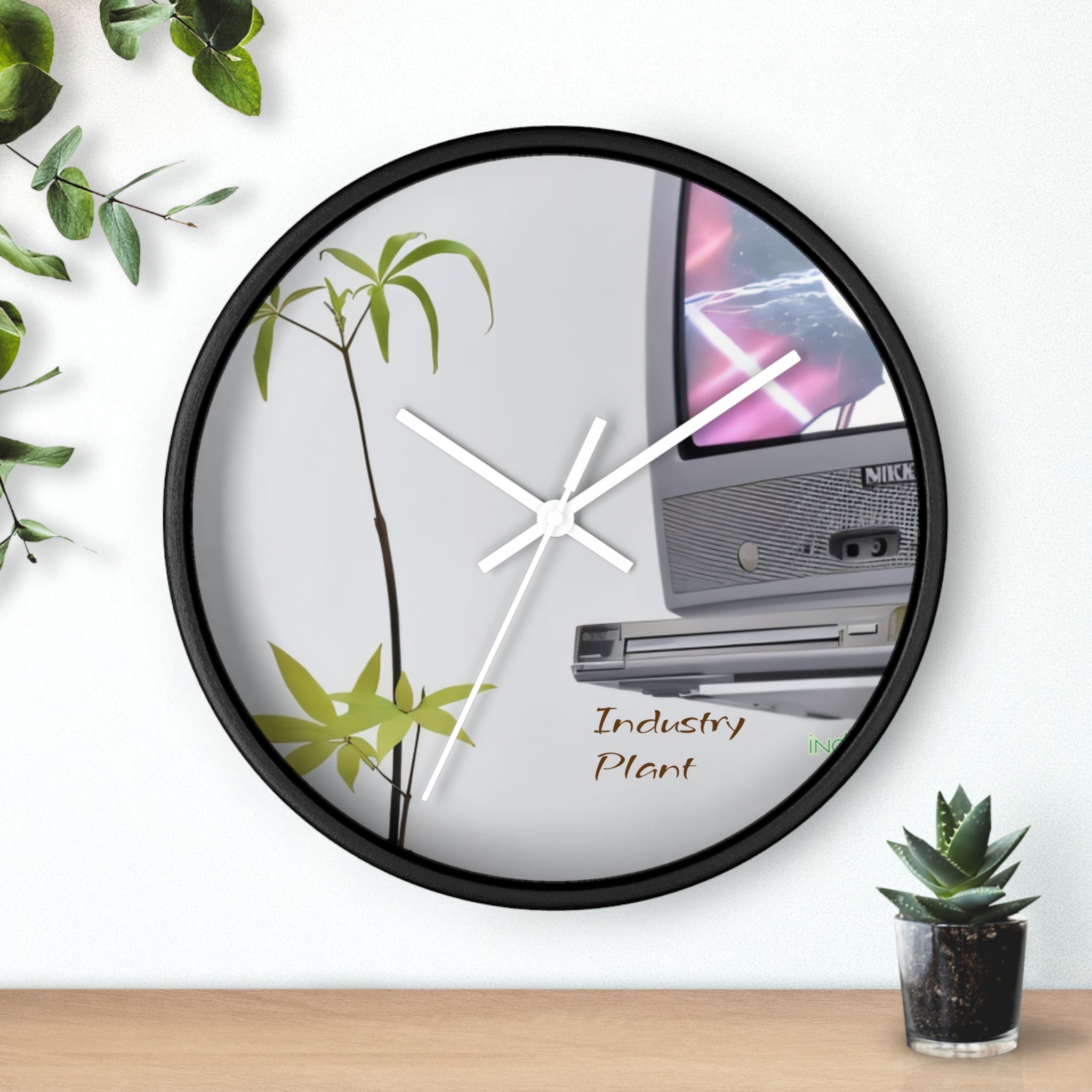 WEED TV Wall Clock — Decorative Cannabis Smoker Enthusiast Fine Art Print Clock for Office & Study by Industry Plant