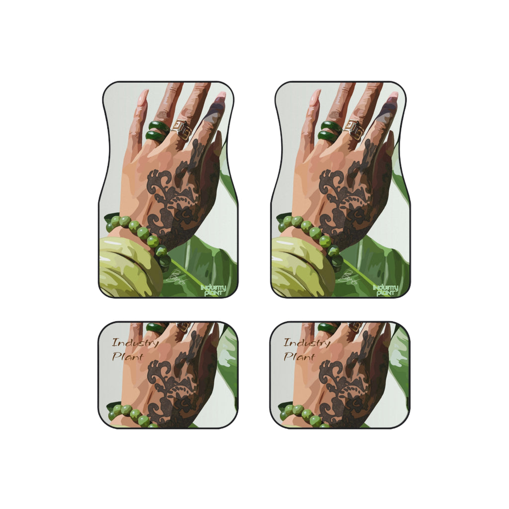 TATTED GREEN THUMB Unique Art Car Mats (Set of 4) - Stylish & Edgy Design by Industry Plant @AutoPaybump