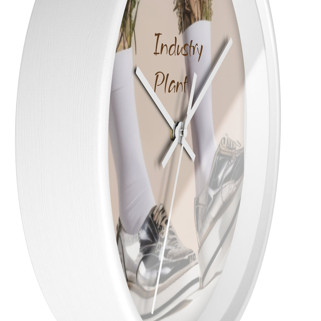 ALWAYS RUNNING ON PLANT POWER Wall Clock — Decorative BOTANICAL SNEAKER THEMED Pattern Clock for Office & Study by Industry Plant