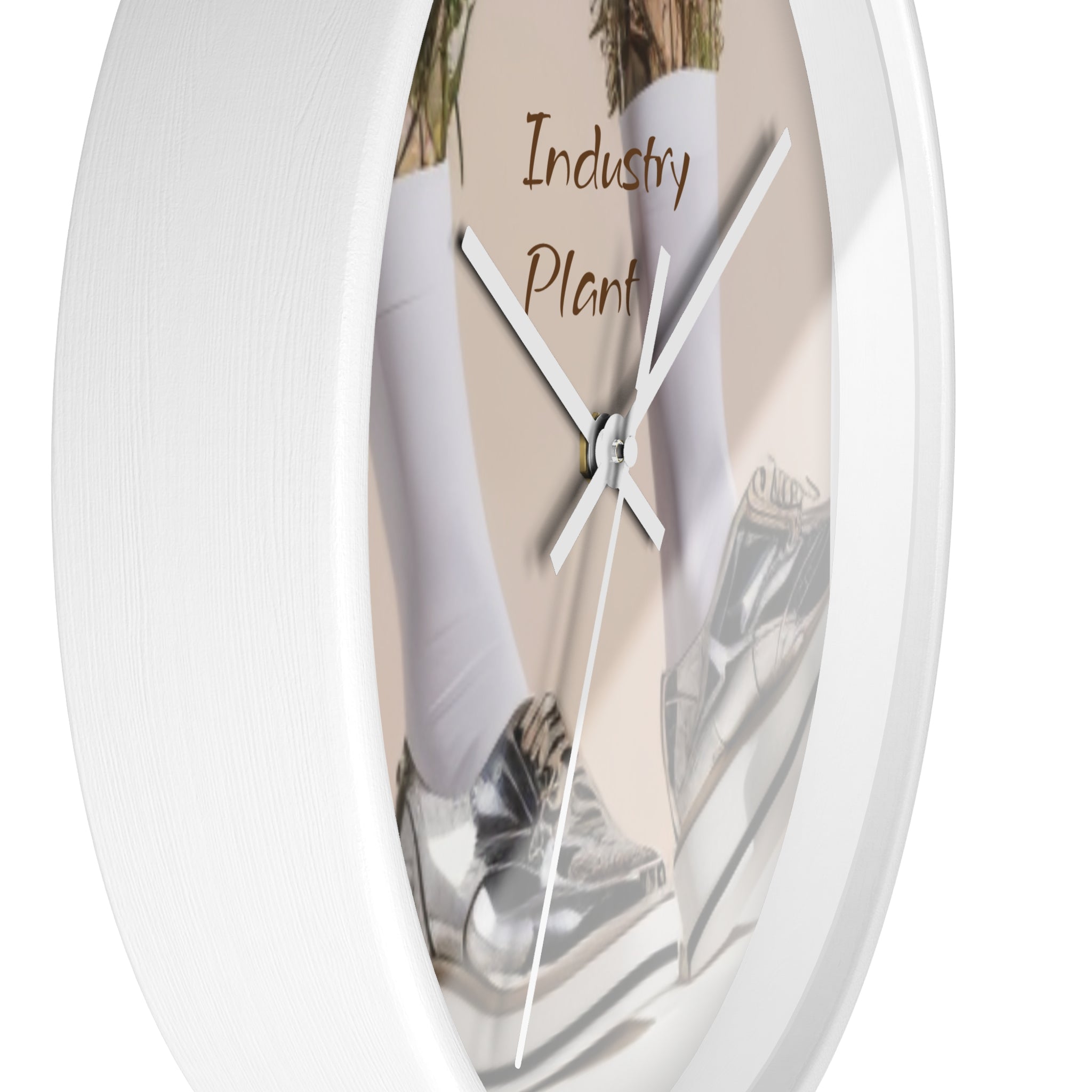ALWAYS RUNNING ON PLANT POWER Wall Clock — Decorative BOTANICAL SNEAKER THEMED Pattern Clock for Office & Study by Industry Plant