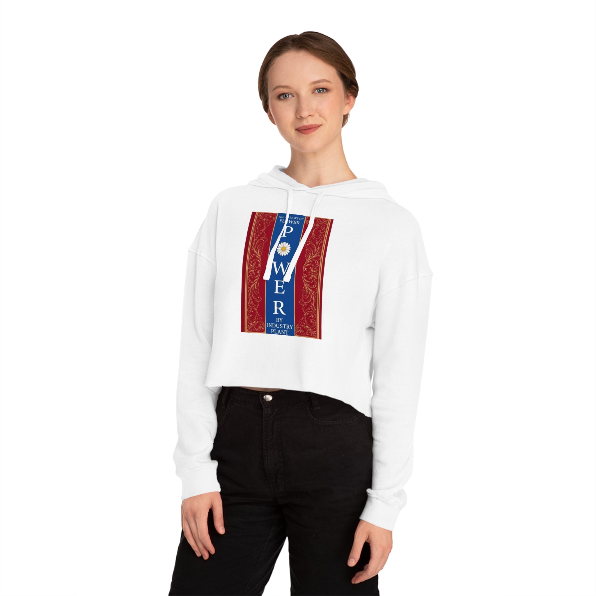 48 LAWS of FLOWER POWER Cropped Hoodie — 'Flower Power' Retro Daisy Graphic Sweatshirt by Industry Plant
