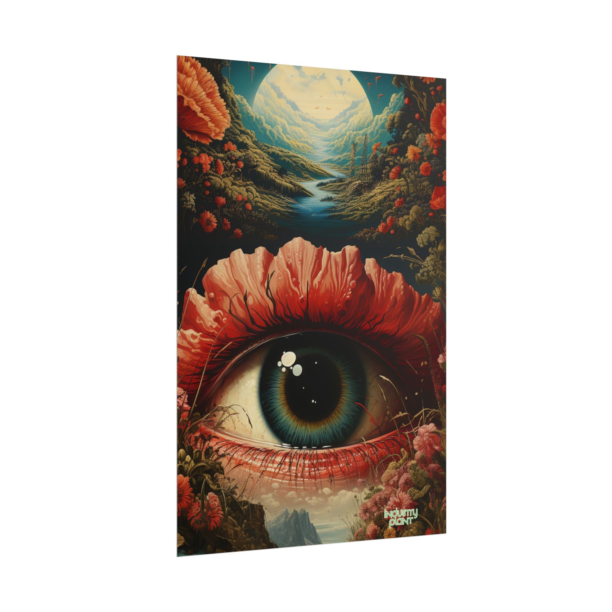 Eye Bloom Here... Surreal Eye Landscape Fine Art Poster – Psychedelic Floral Eye Fine Art Print by INDUSTRY PLANT @AutoPaybump