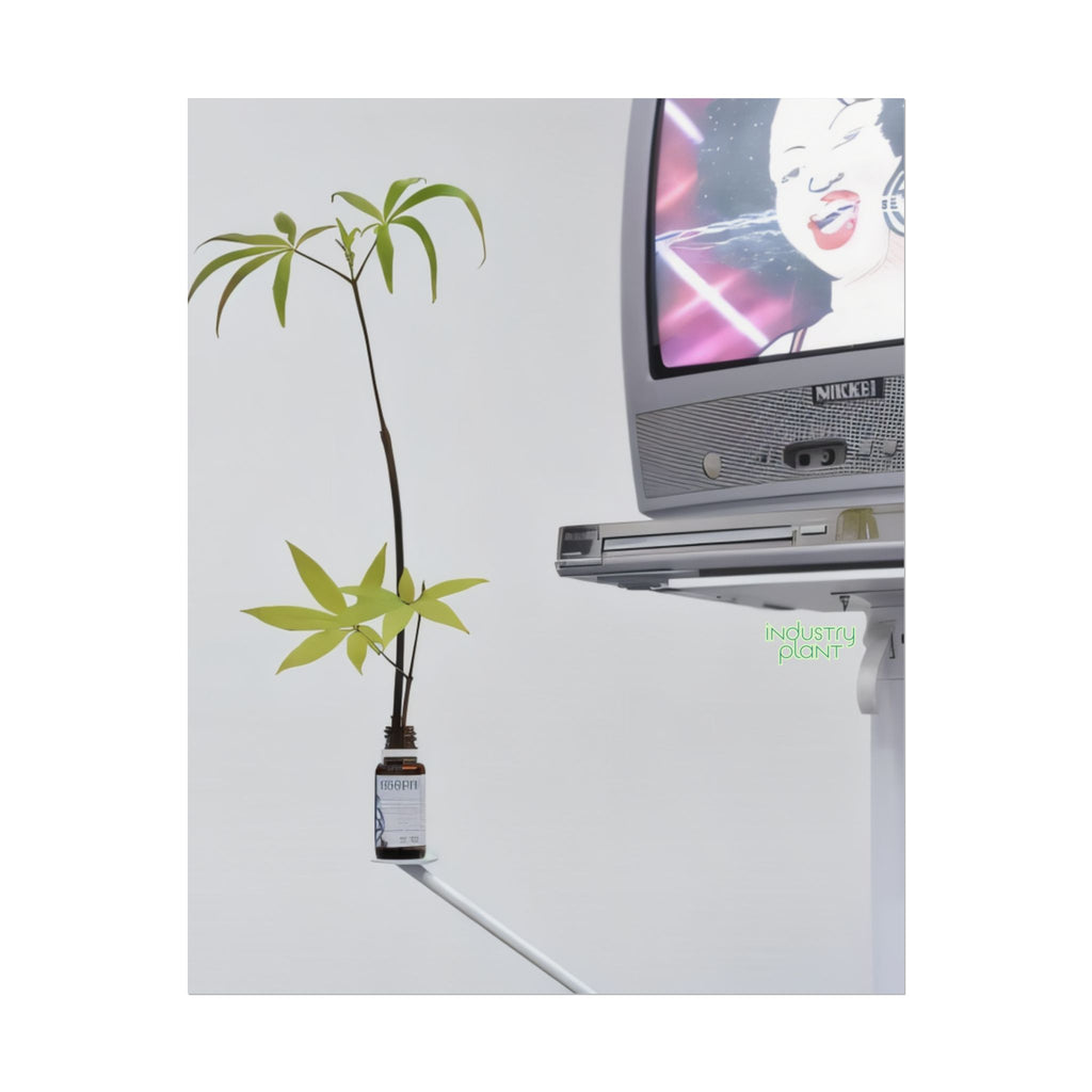 WEED TV Minimalist Cannabis Plant & Retro TV Fine Art Poster — Modern Vaporwave Wall Art by INDUSTRY PLANT @AutoPaybump