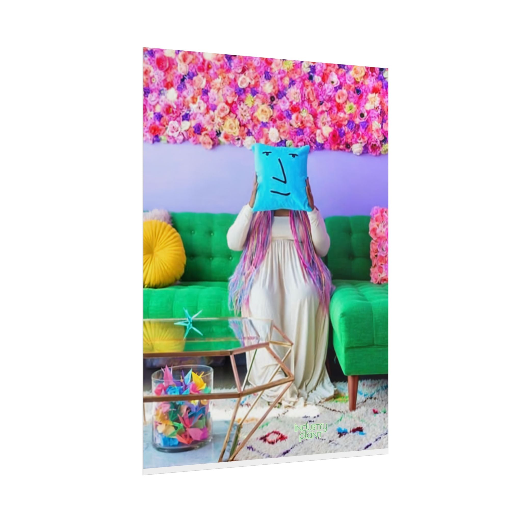 UX Unicorn Queen Casa Colorful Floral Living Room Fine Art Poster — Whimsical Pillow Face Fine Art Print by INDUSTRY PLANT @AutoPaybump