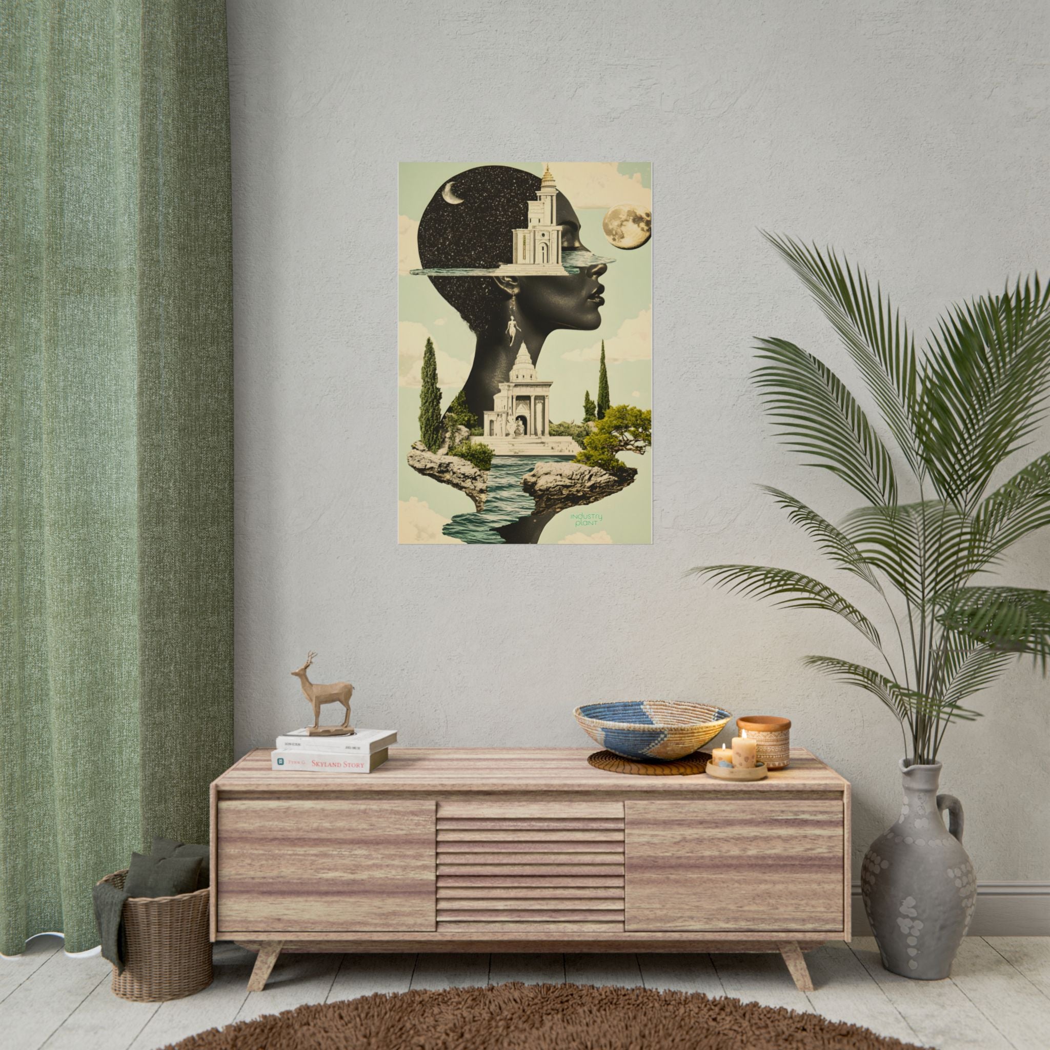 THE FUTURE IS FEMME Surreal Afro Futuristic Beautiful Black Muse Fine Art Poster — Floating Black Goddess Temple Fine Art Print by INDUSTRY PLANT @AutoPaybump