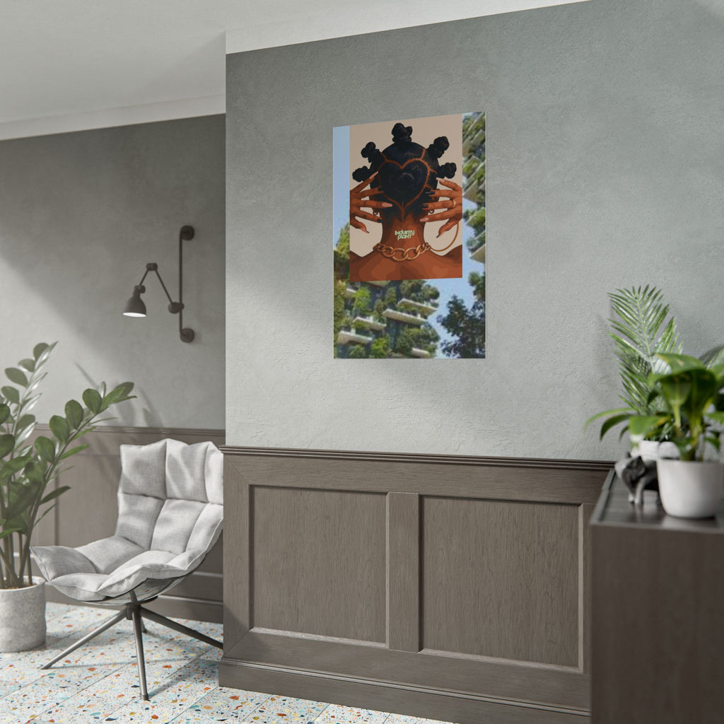 BANTU KNOTS x BOTANICALS Afro Heart Braid Fine Art Poster — Wall Fine Art Print by INDUSTRY PLANT @AutoPaybump