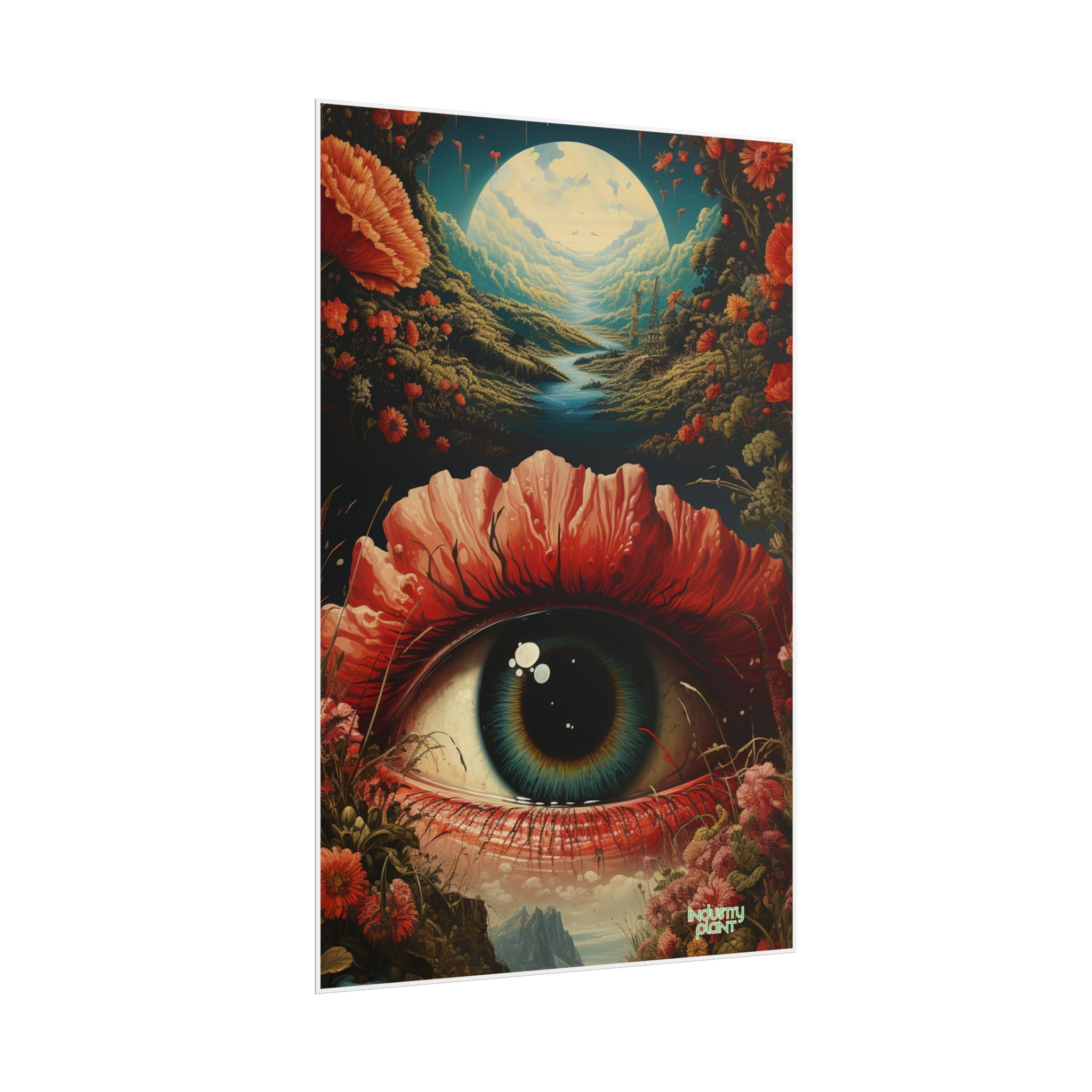 Eye Bloom Here... Surreal Eye Landscape Fine Art Poster – Psychedelic Floral Eye Fine Art Print by INDUSTRY PLANT @AutoPaybump
