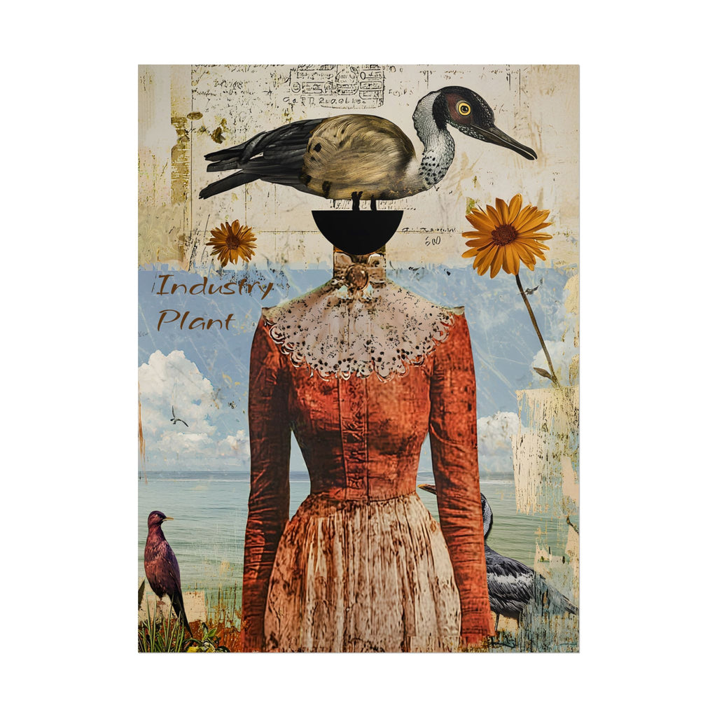 SHE CARRIES HER "BIRD-ENS" WELL Surreal Vintage Fine Art Collage Poster – Duck-Head Lady Wall Fine Art by INDUSTRY PLANT @AutoPaybump