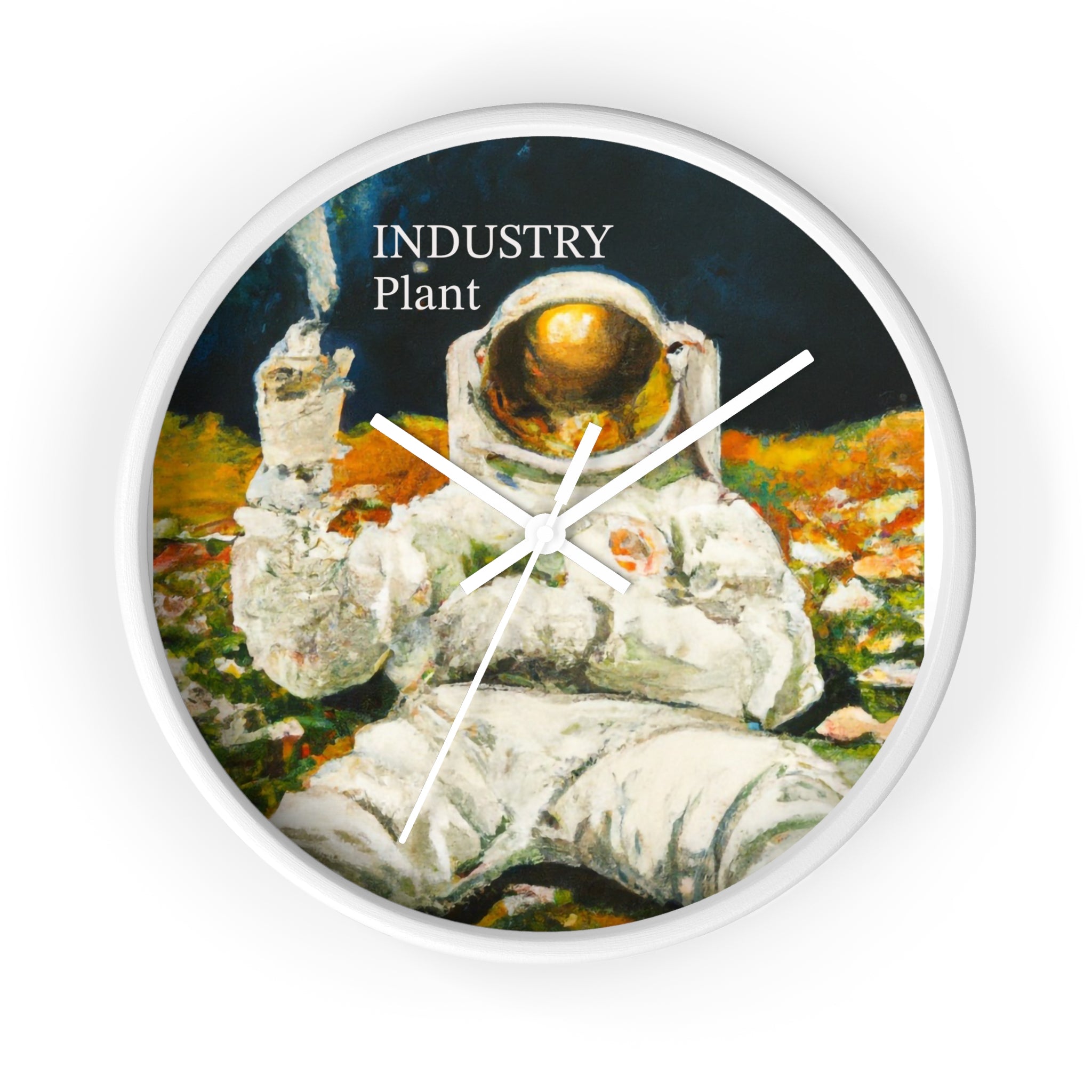 ASTRO STONER Wall Clock — Decorative BOTANICAL ASTRONAUT THEMED Pattern Clock for Office & Study by Industry Plant