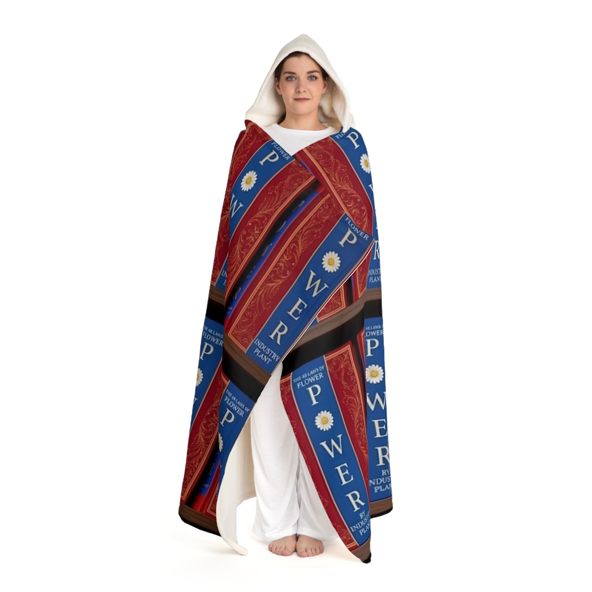 48 LAWS of FLOWER POWER Hooded Sherpa Blanket — Regal Red & Gold Scroll Hooded Fleece by Industry Plant